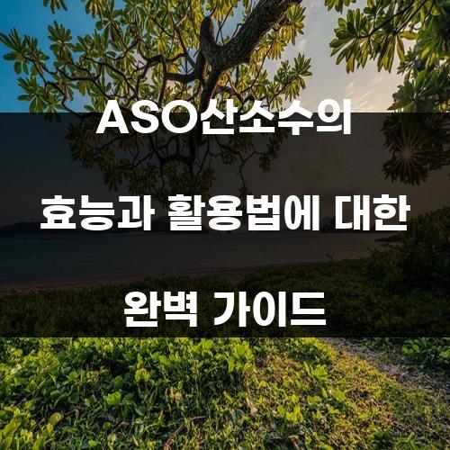 ASO산소수의 효능과 활용법에 대한 완벽 가이드
