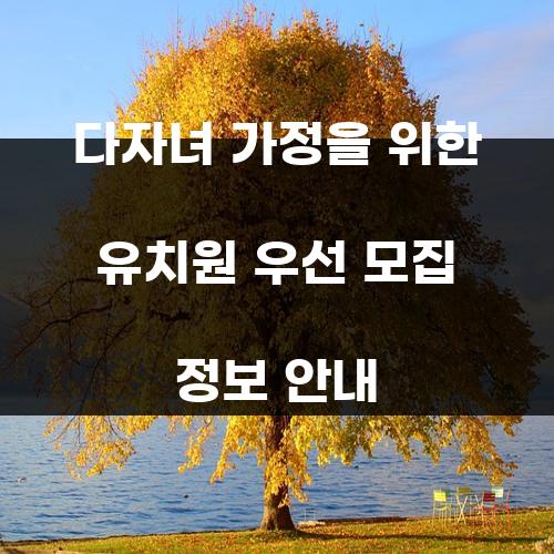 다자녀 가정을 위한 유치원 우선 모집 정보 안내