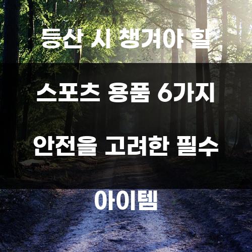 등산 시 챙겨야 할 스포츠 용품 6가지 안전을 고려한 필수 아이템