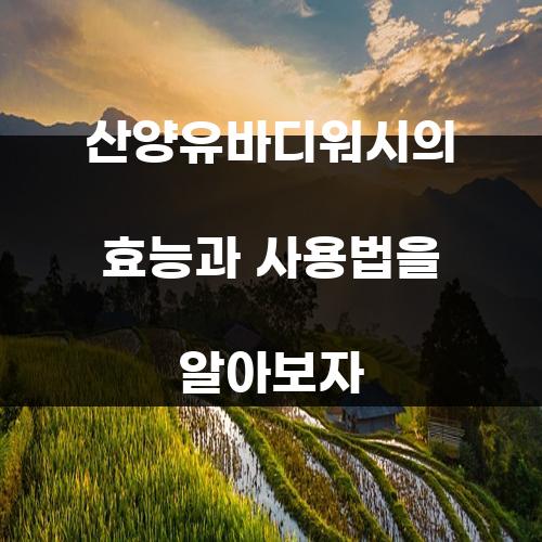 산양유바디워시의 효능과 사용법을 알아보자