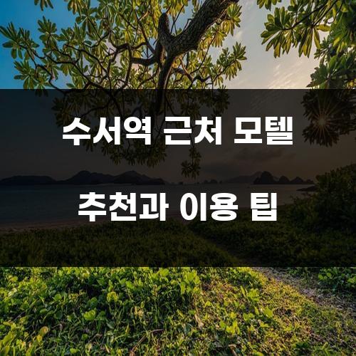 수서역 근처 모텔 추천과 이용 팁