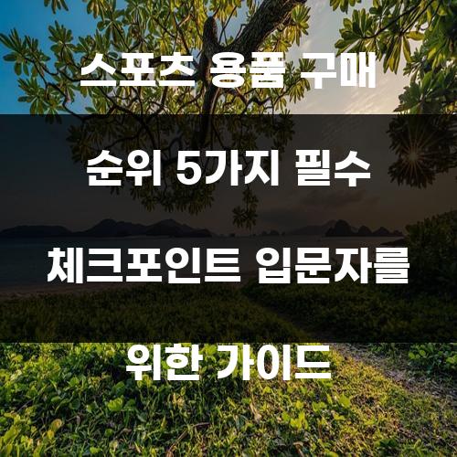 스포츠 용품 구매 순위 5가지 필수 체크포인트 입문자를 위한 가이드
