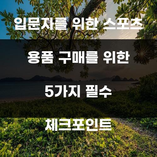 입문자를 위한 스포츠 용품 구매를 위한 5가지 필수 체크포인트